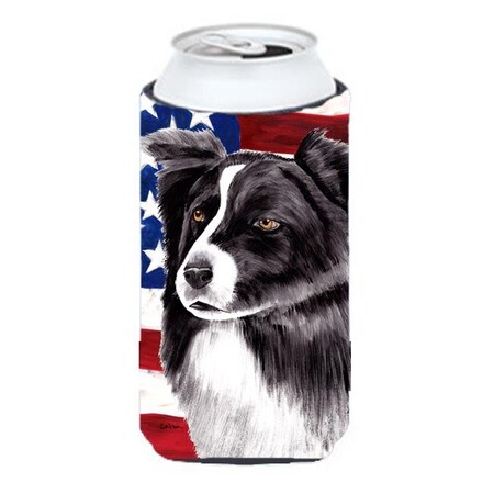 Carolines Treasures Carolines Treasures SC9009TBC Usa American Flag With Border Collie Tall Boy bottle sleeve Hugger - 22 To 24 oz. SC9009TBC
